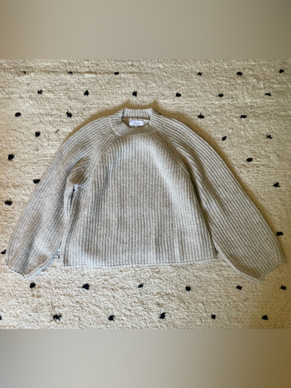 L'academie Light Gray Ribbed Crew Neck Sweater